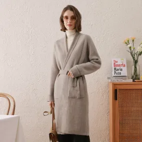 100% Cashmere Cardigan Long Women's Coat