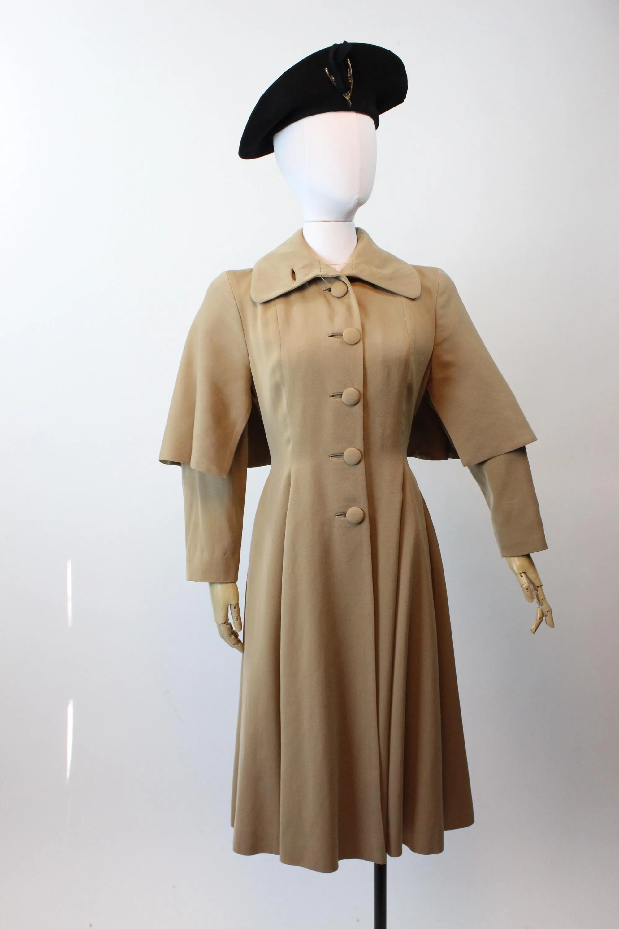 1940s 1948 documented LILLI ANN PRINCESS cape gabardine coat xs | new fall winter