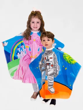 2pk Princess & Astronaut Vinyl Kids Shampoo Cape