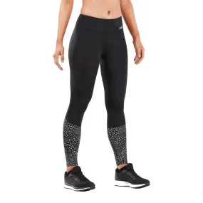 2XU Reflective Run Mid Rise Full Length Tights - Womens - BLK/SGR