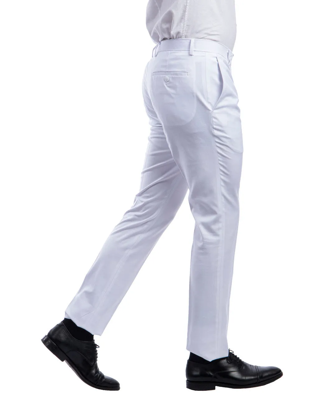 3 piece White Slim Fit Men's Suit with Vest Set