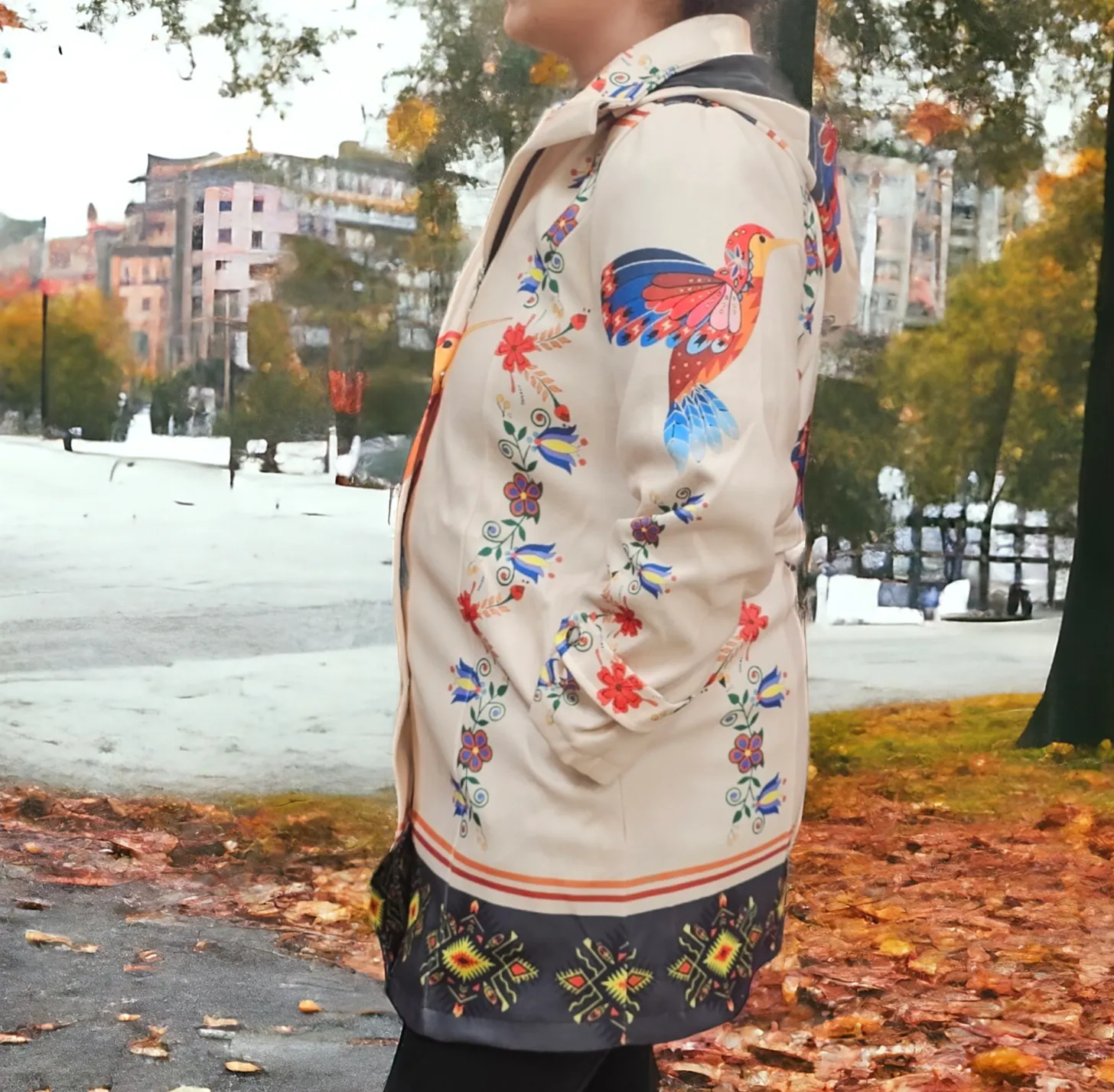 3/4-length Native coat (Hummingbird white)