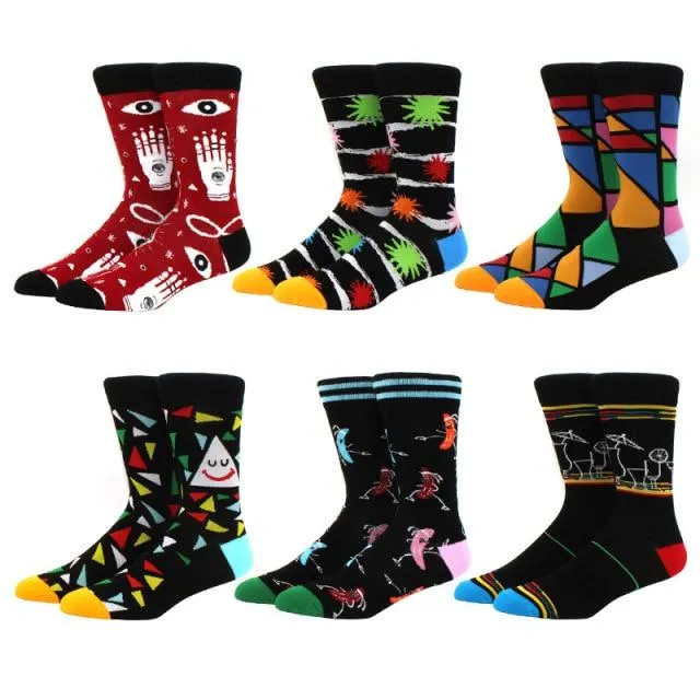 6 pairs Socks Casual Personality Design Streetwear Socks for Women