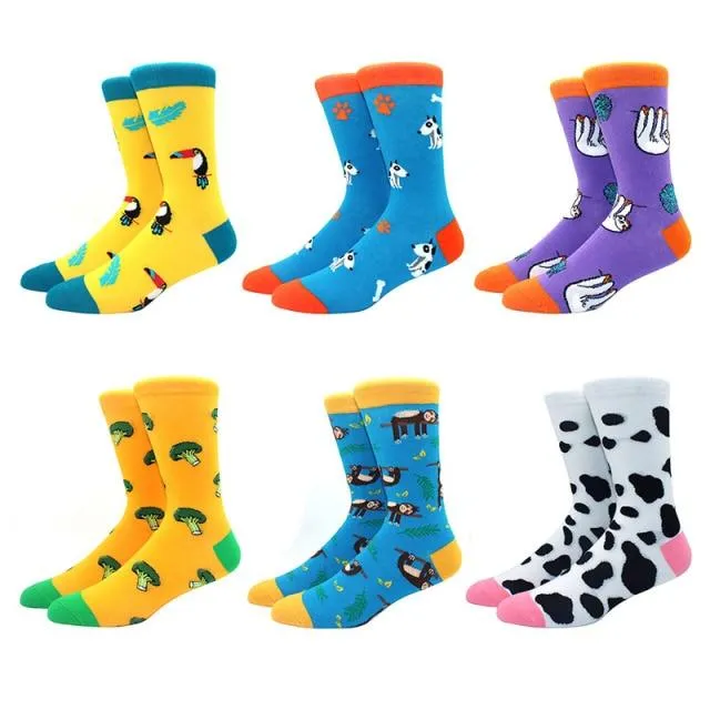 6 pairs Socks Casual Personality Design Streetwear Socks for Women