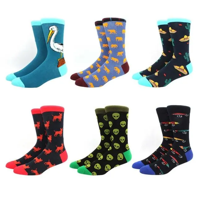 6 pairs Socks Casual Personality Design Streetwear Socks for Women