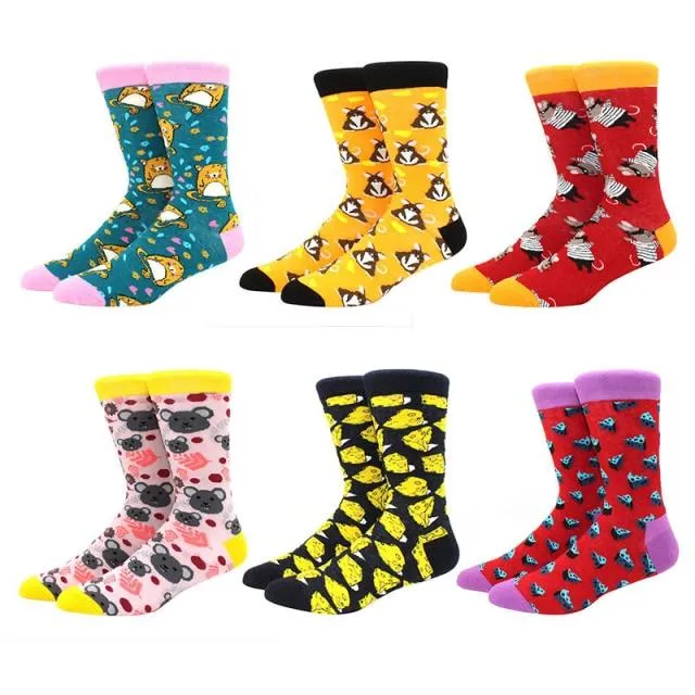 6 pairs Socks Casual Personality Design Streetwear Socks for Women