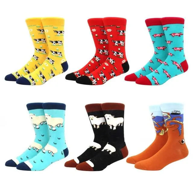 6 pairs Socks Casual Personality Design Streetwear Socks for Women