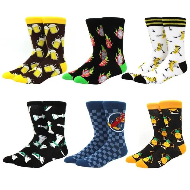 6 pairs Socks Casual Personality Design Streetwear Socks for Women