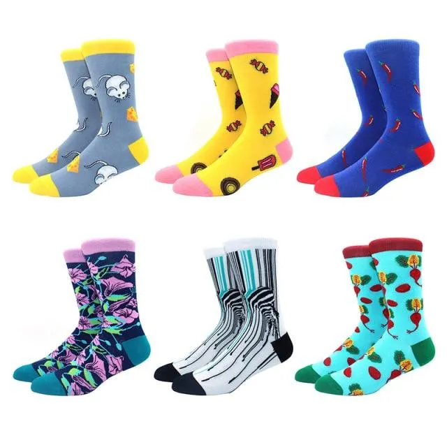 6 pairs Socks Casual Personality Design Streetwear Socks for Women