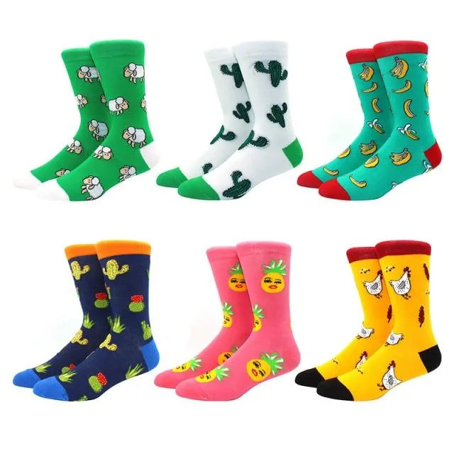 6 pairs Socks Casual Personality Design Streetwear Socks for Women