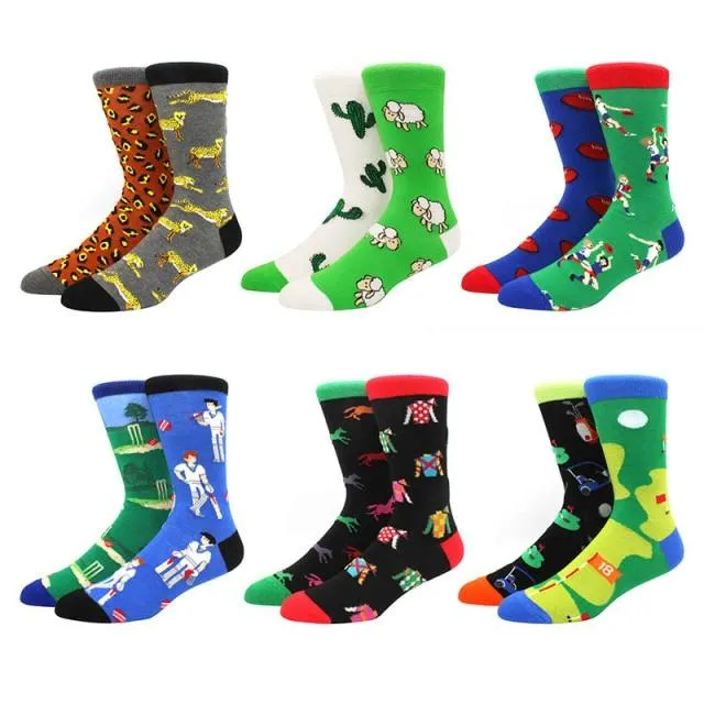 6 pairs Socks Casual Personality Design Streetwear Socks for Women