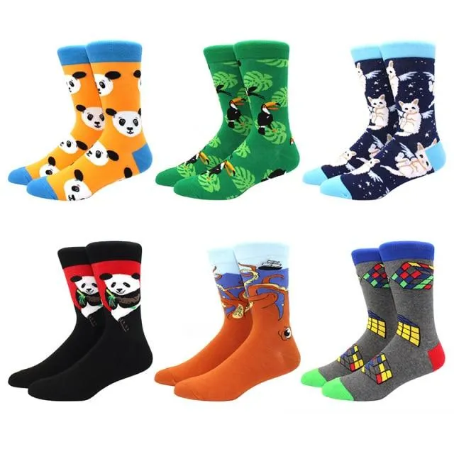 6 pairs Socks Casual Personality Design Streetwear Socks for Women