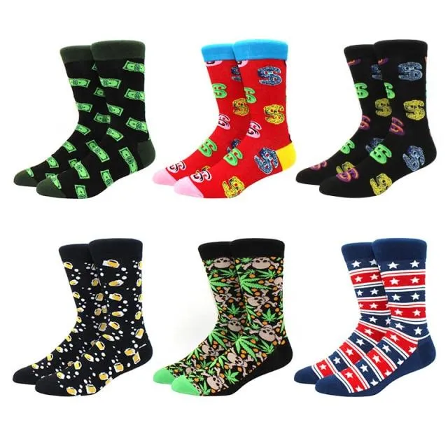 6 pairs Socks Casual Personality Design Streetwear Socks for Women