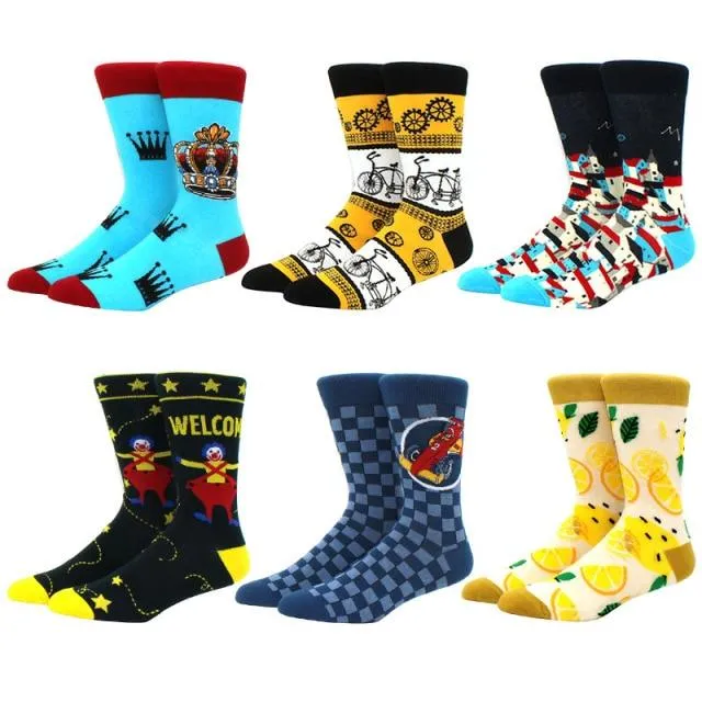 6 pairs Socks Casual Personality Design Streetwear Socks for Women