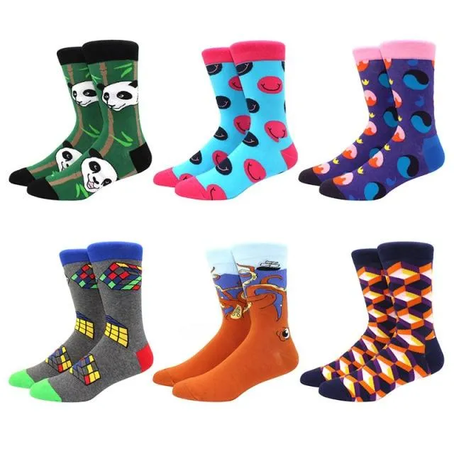 6 pairs Socks Casual Personality Design Streetwear Socks for Women