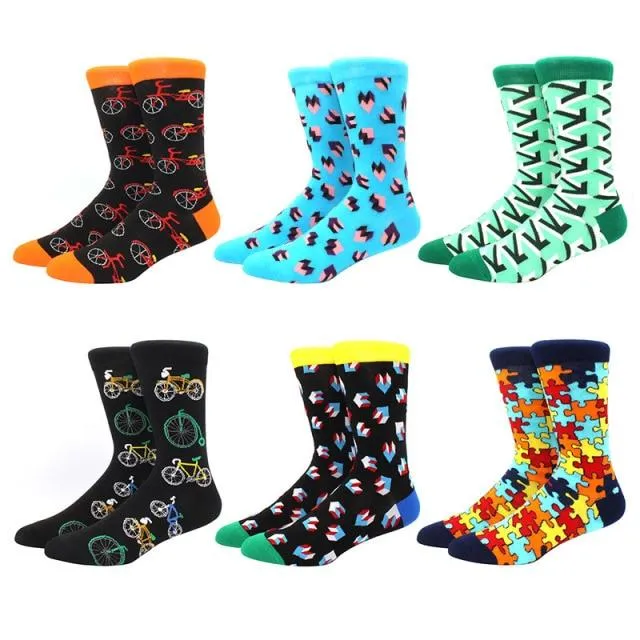 6 pairs Socks Casual Personality Design Streetwear Socks for Women