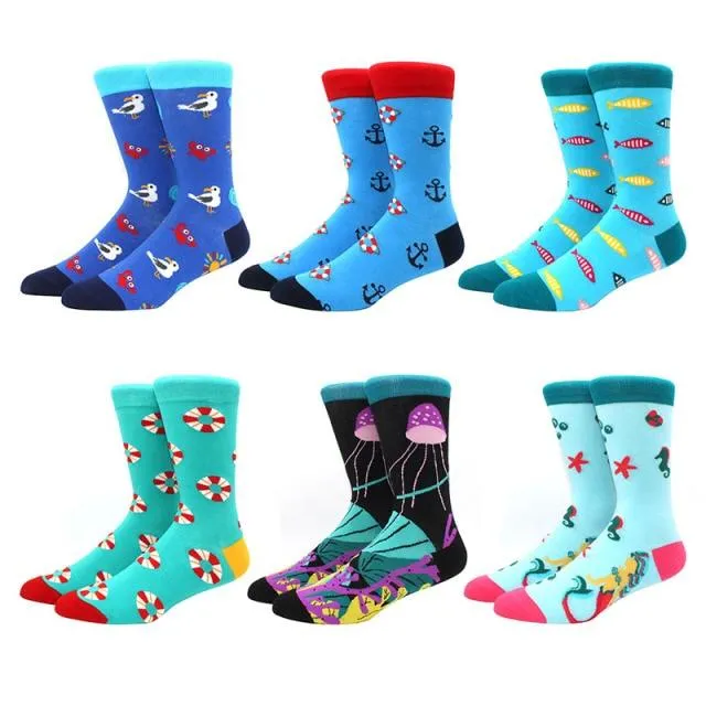 6 pairs Socks Casual Personality Design Streetwear Socks for Women