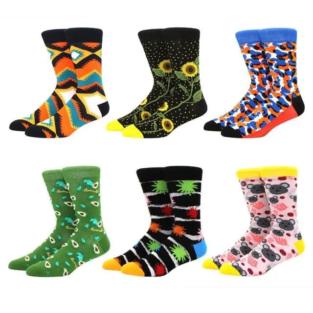 6 pairs Socks Casual Personality Design Streetwear Socks for Women