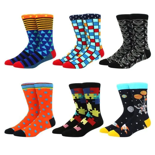 6 pairs Socks Casual Personality Design Streetwear Socks for Women