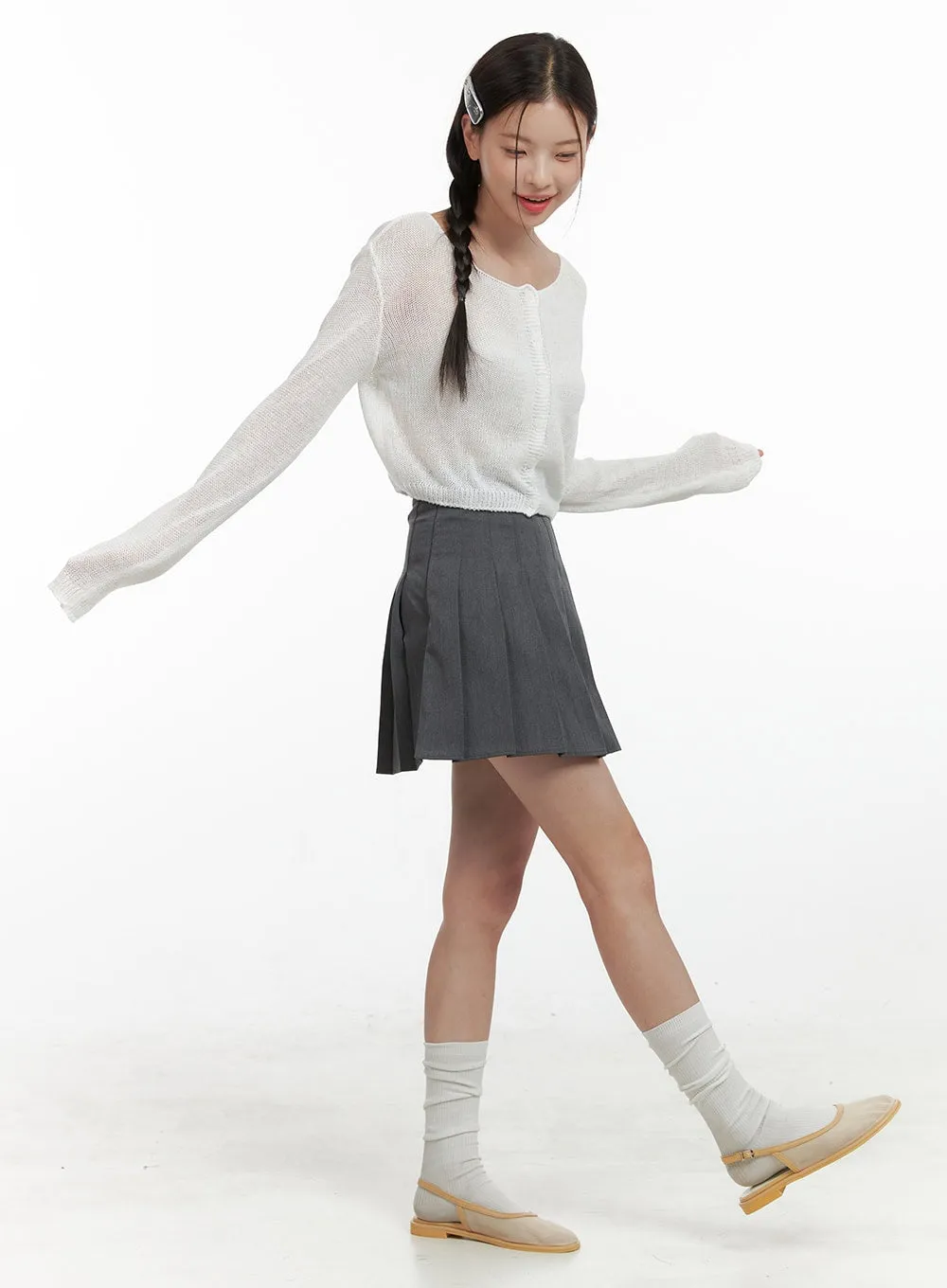 A-Line Pleated Mini Skirt OL411