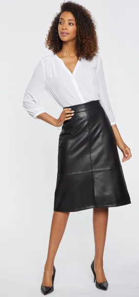 A-Line Sculpt-Her™ Skirt Zwart Imitatieleer | Black