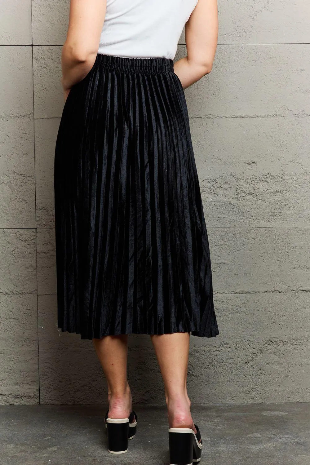 Addy Accordion  Pleated Flowy Midi Skirt