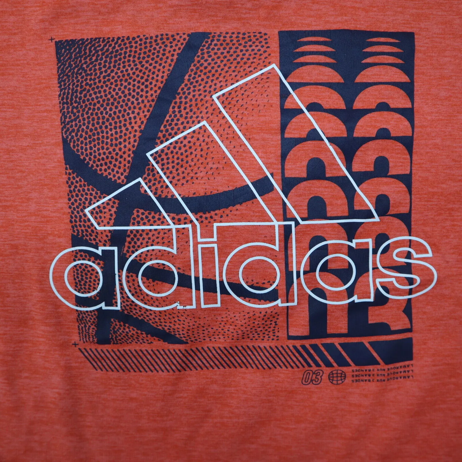 Adidas Graphic T-Shirt Kids Boys Size 6 Orange Short Sleeves Round Neck Logo