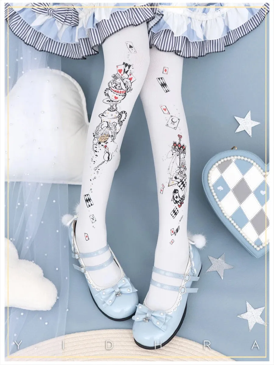 Alice's Afternoon Tea ~ Sweet Lolita Patterned Tights by Yidhra