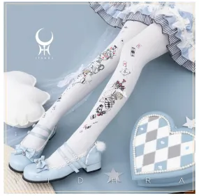 Alice's Afternoon Tea ~ Sweet Lolita Patterned Tights by Yidhra