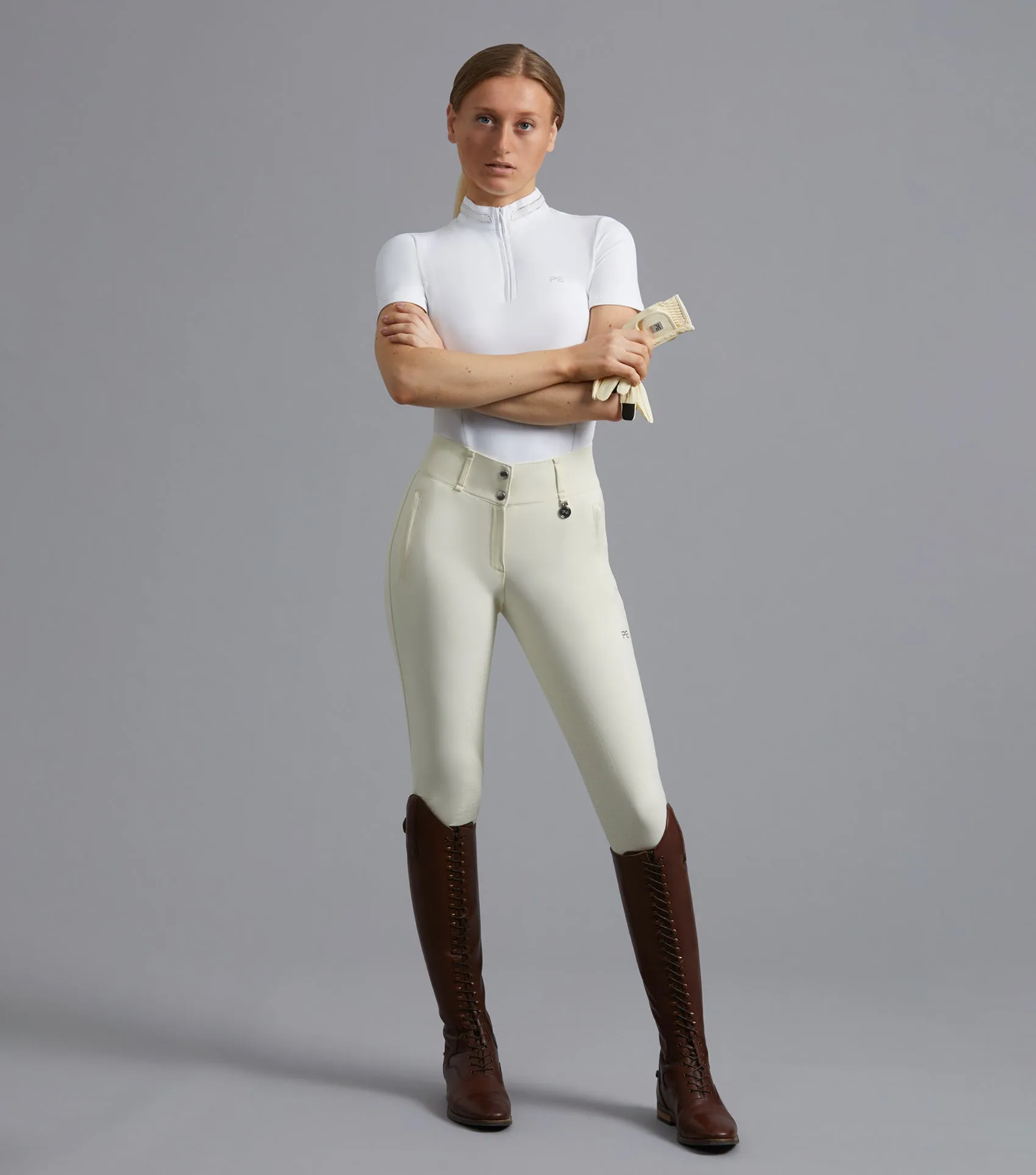 Aradina Ladies Full Seat Gel Competition Riding Breeches Vanilla