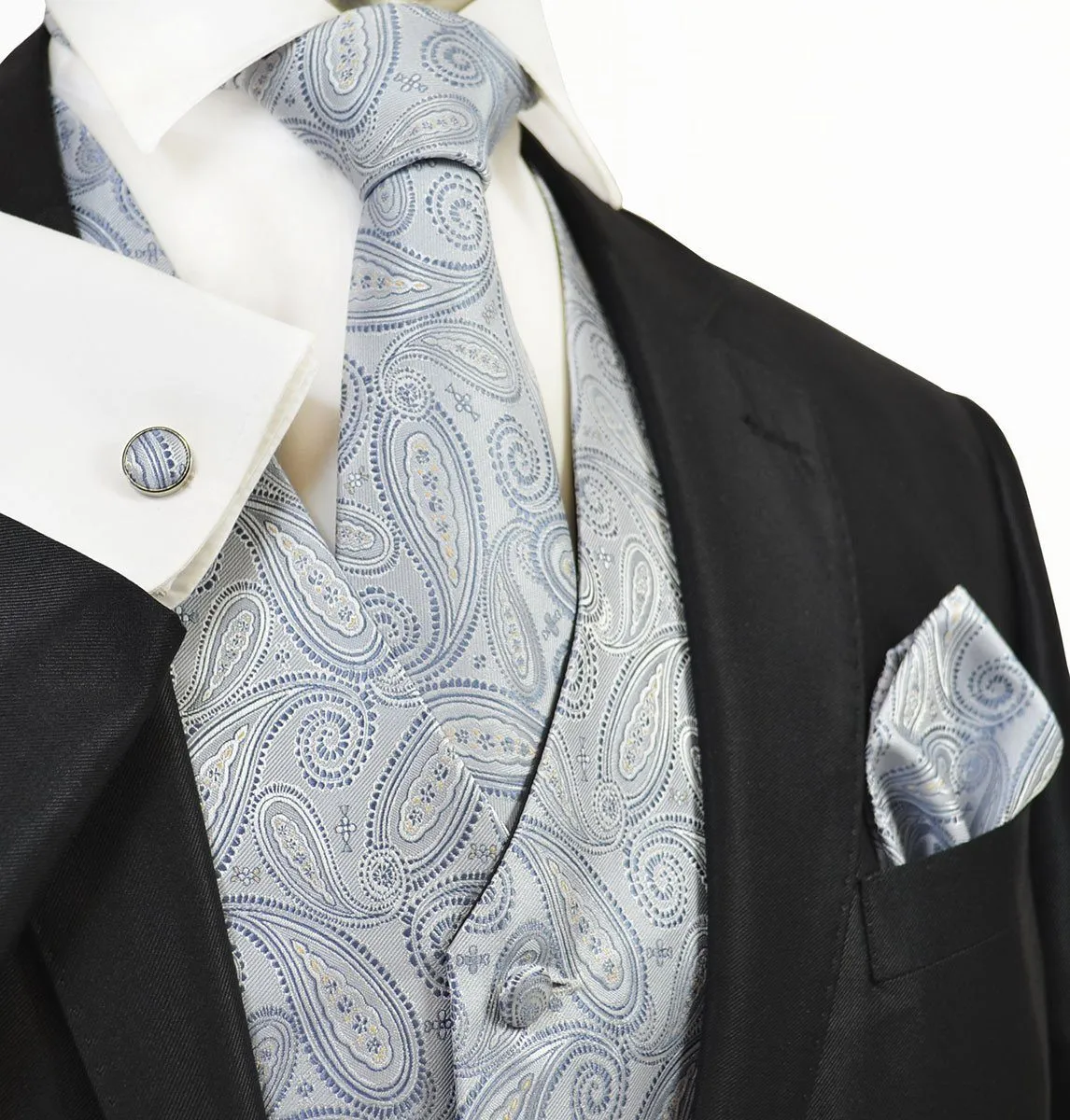 Arctic Ice Paisley Tuxedo Vest Set