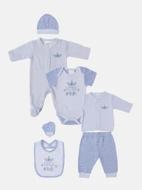 Baby Boy "Little Prince" Watch Me Grow 7-piece Set -  White & Baby Blue