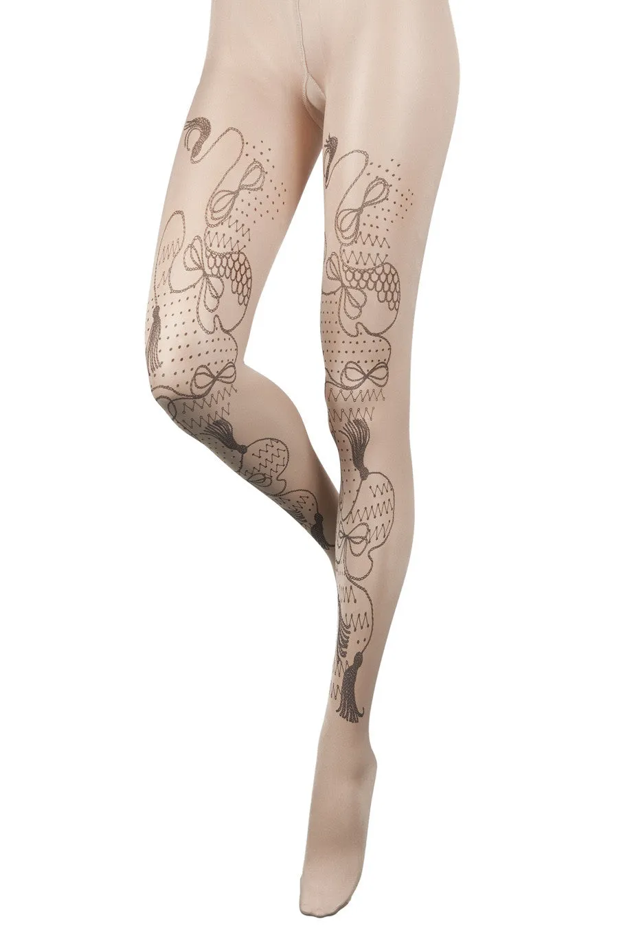 BEBAROQUE TAFFEY Printed Nude Black Tights