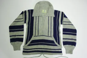 Beewear Sportswear Vintage 70's Boho Hippie Poncho Pocket Collared Sweater