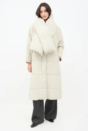 Beige Cotton Down Plume Scarf & Piper Coat