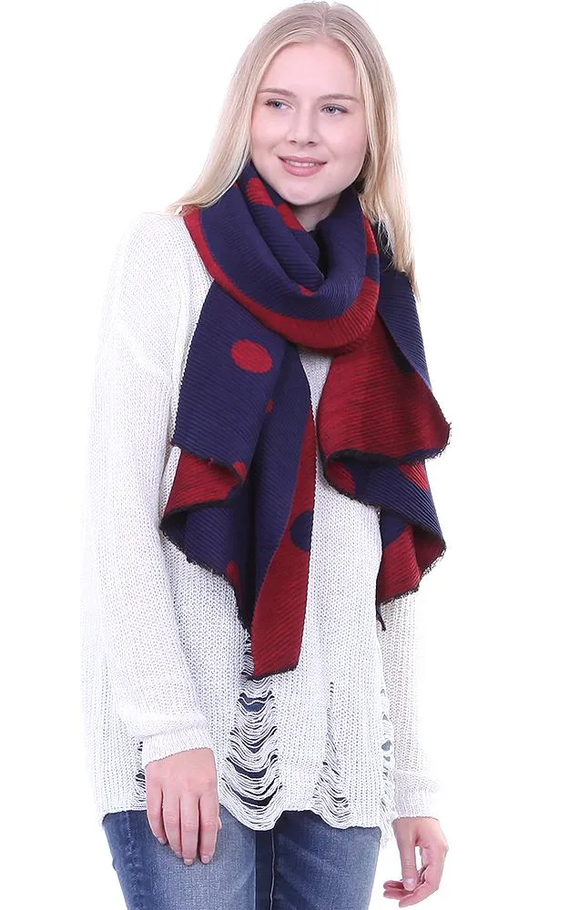 BF1809 Double Side Polkadot Pleated Ruffle Scarf