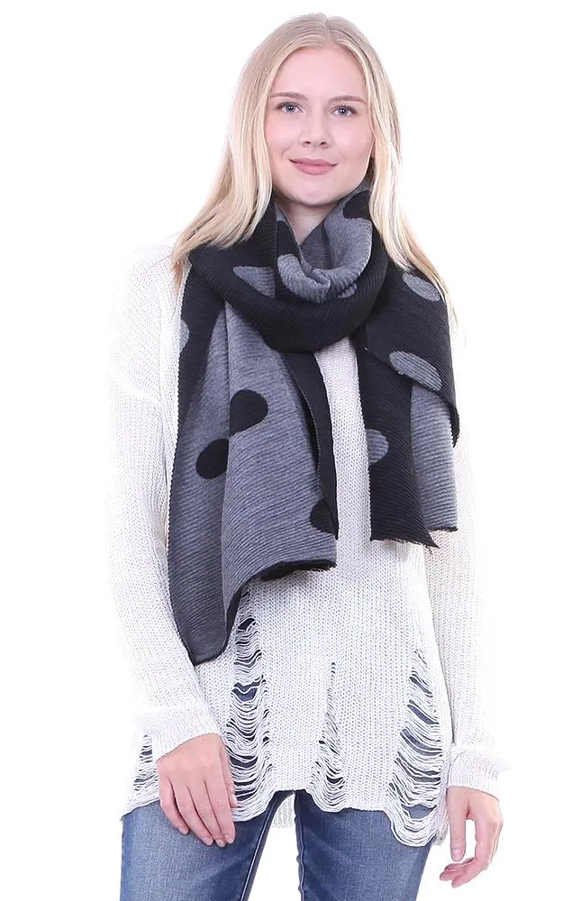 BF1809 Double Side Polkadot Pleated Ruffle Scarf