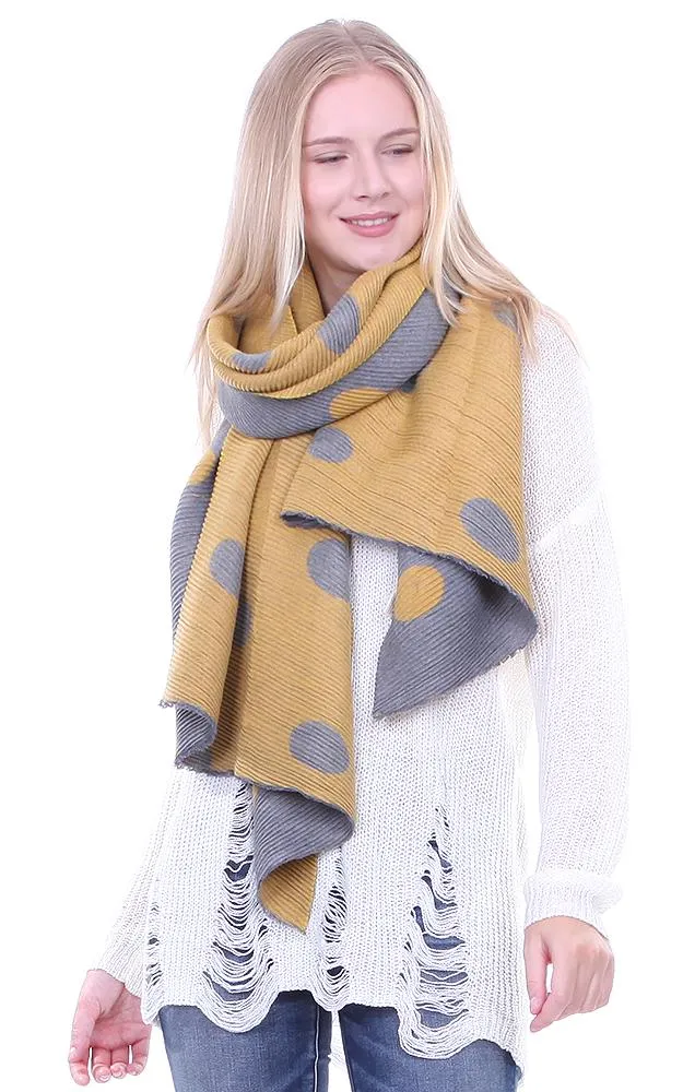 BF1809 Double Side Polkadot Pleated Ruffle Scarf