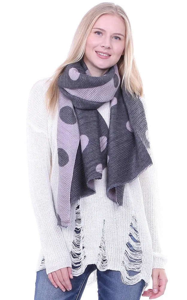 BF1809 Double Side Polkadot Pleated Ruffle Scarf