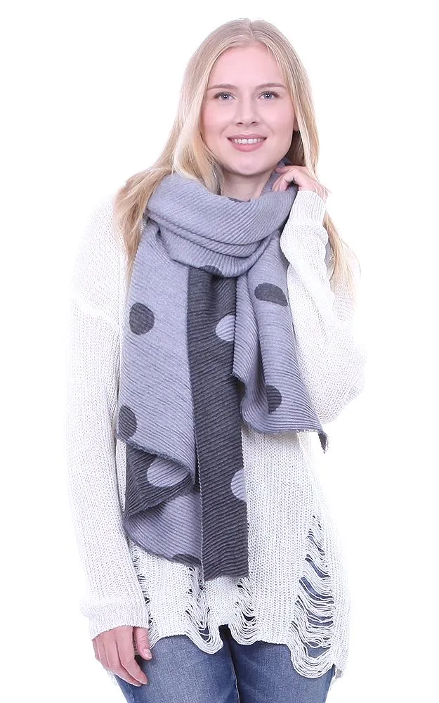 BF1809 Double Side Polkadot Pleated Ruffle Scarf