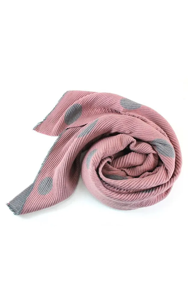 BF1809 Double Side Polkadot Pleated Ruffle Scarf