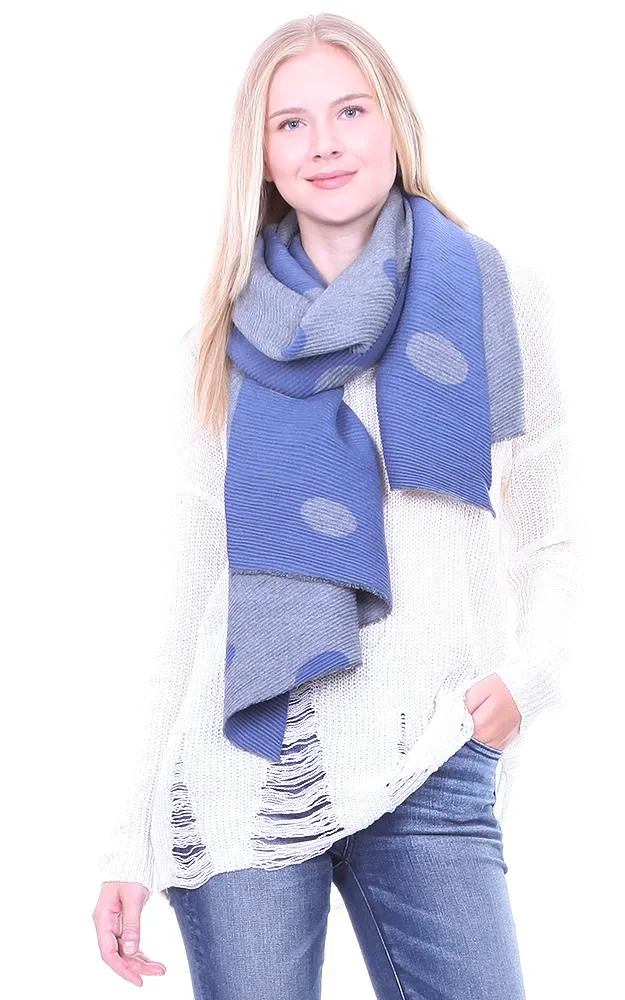 BF1809 Double Side Polkadot Pleated Ruffle Scarf