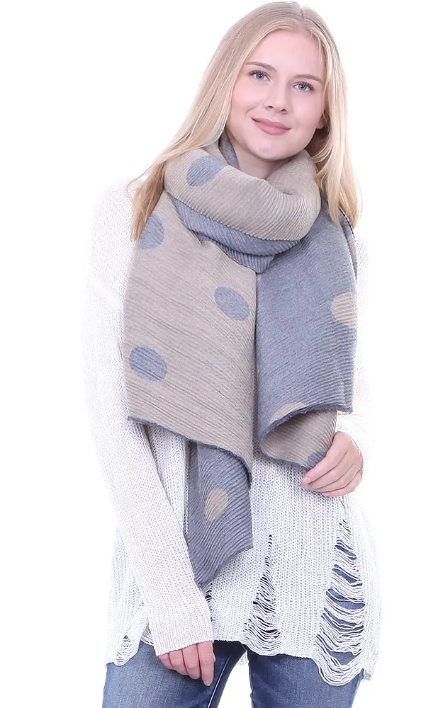 BF1809 Double Side Polkadot Pleated Ruffle Scarf