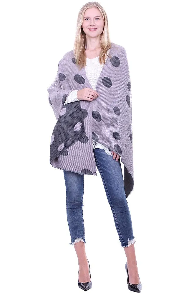 BF1809 Double Side Polkadot Pleated Ruffle Scarf