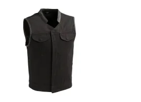 BLACK FIM629TRIM | Crossover - Men's Motorcycle Twill Vest