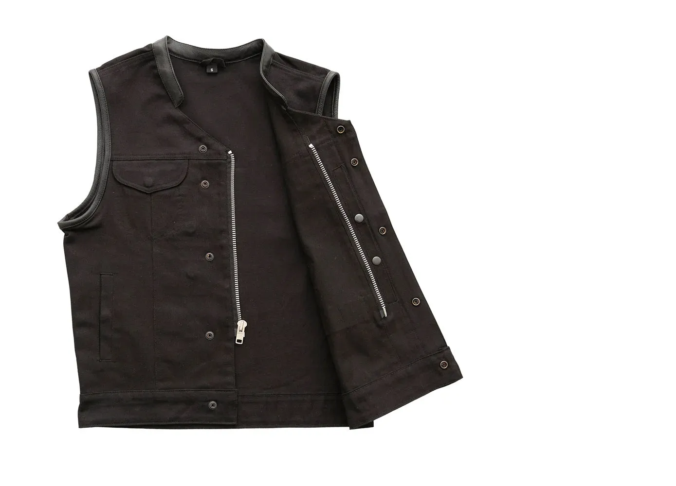 BLACK FIM629TRIM | Crossover - Men's Motorcycle Twill Vest