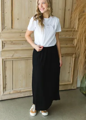 Black Stretch Ribbed Maxi Skirt - FINAL SALE