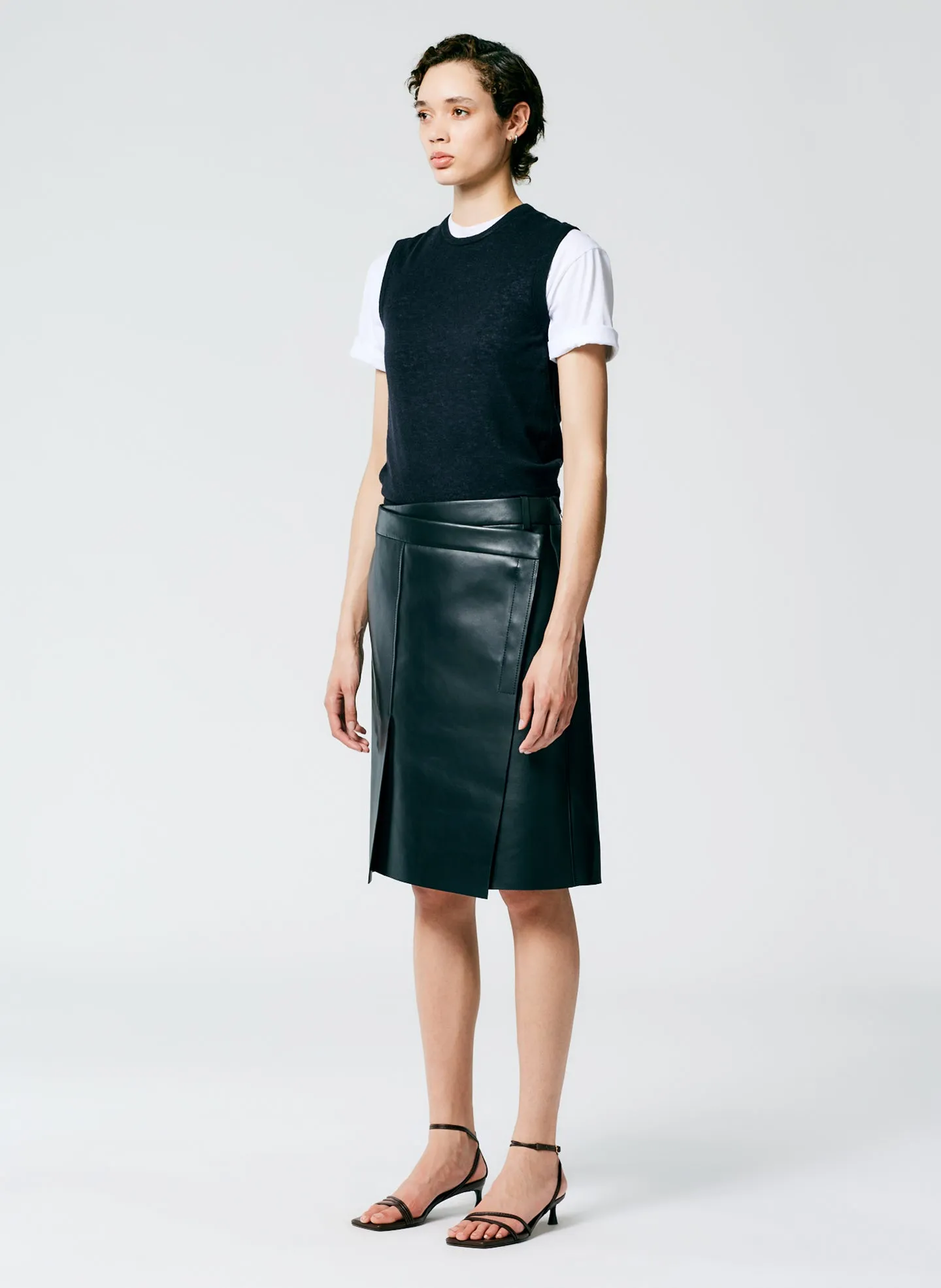 Bonded Leather Slash Skirt