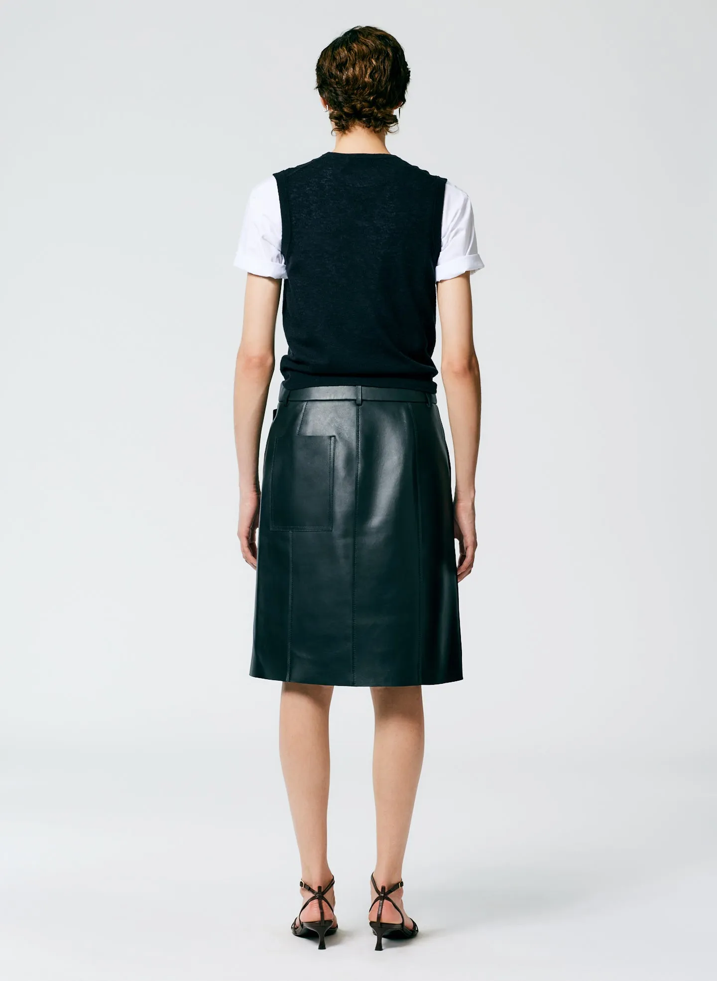 Bonded Leather Slash Skirt