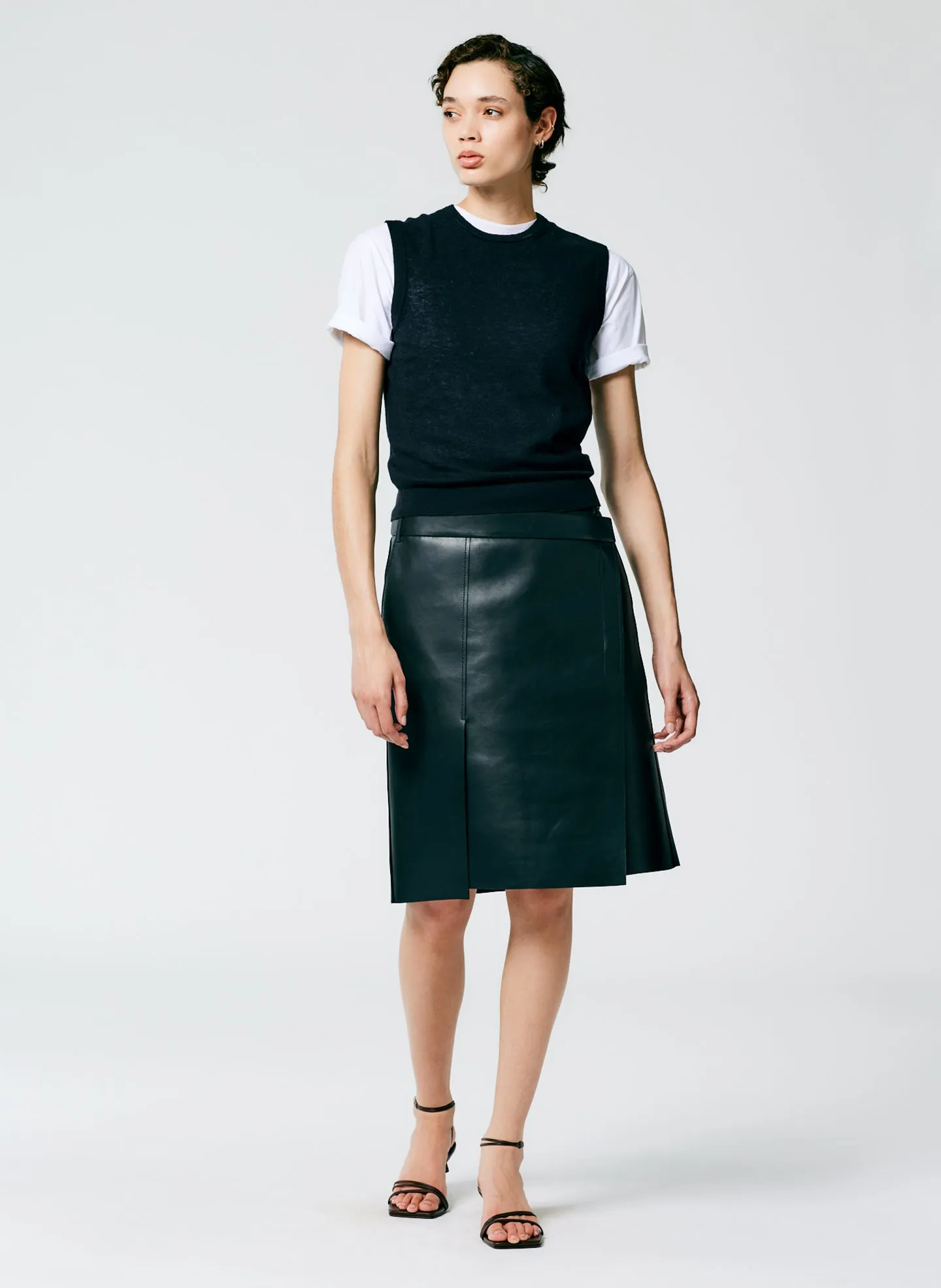 Bonded Leather Slash Skirt